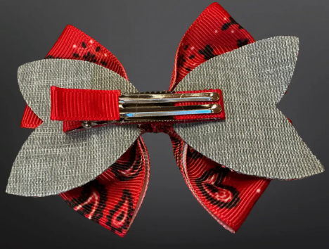 Western Red Paisley Print Hair Bow