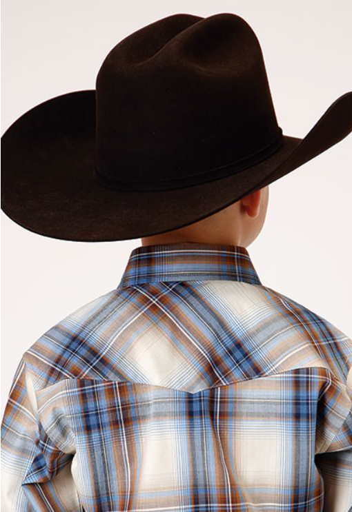 Roper Desert Blue Plaid Boys Shirt