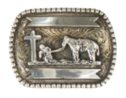 Crumrine Rectangle Buckle Praying Cowboy Cross