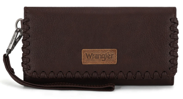 Wrangler whipstitch wristlet wallet