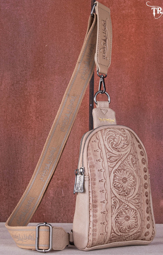 Trinity Ranch Floral Tooled Collection Sling Bag