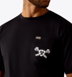 Ariat Black MNS Rebar Cotton Strong Bolt Skull T-Shirt
