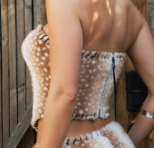Fawn Soft Faux Fur Deer Strapless Bustier Top