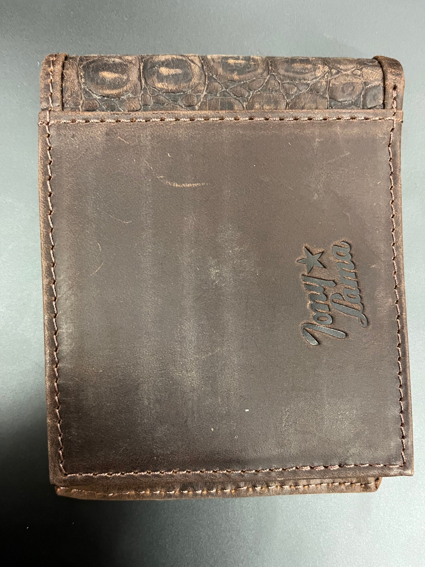 TL Genuine Leather Wallet Scroll with Caiman print