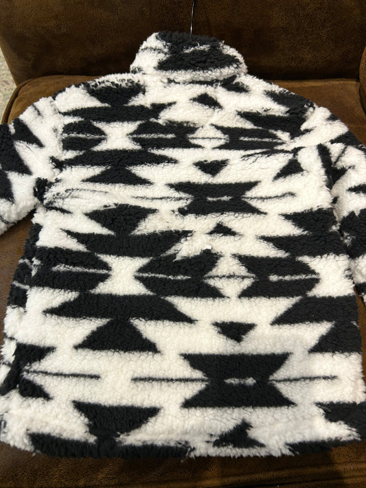 Roper Blk/Wh Aztec Polar Girls Jacket