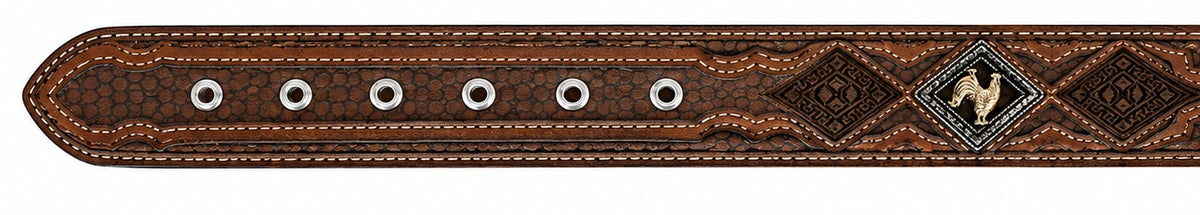 Western Rooster Tooled Leather Men Belt