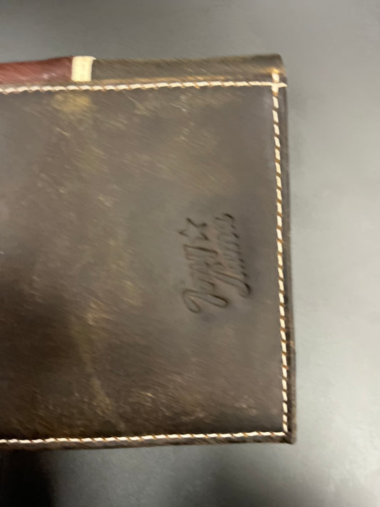 TL Genuine Leather Wallet Brown W/Yoke and Steer Head Toe bug