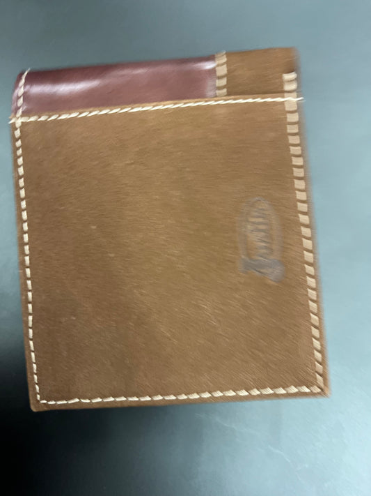 Justin Wallet Genuine Leather Brown W/Tooling and Rawhide