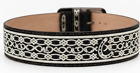 Embroidered Horseshoe Western Belt