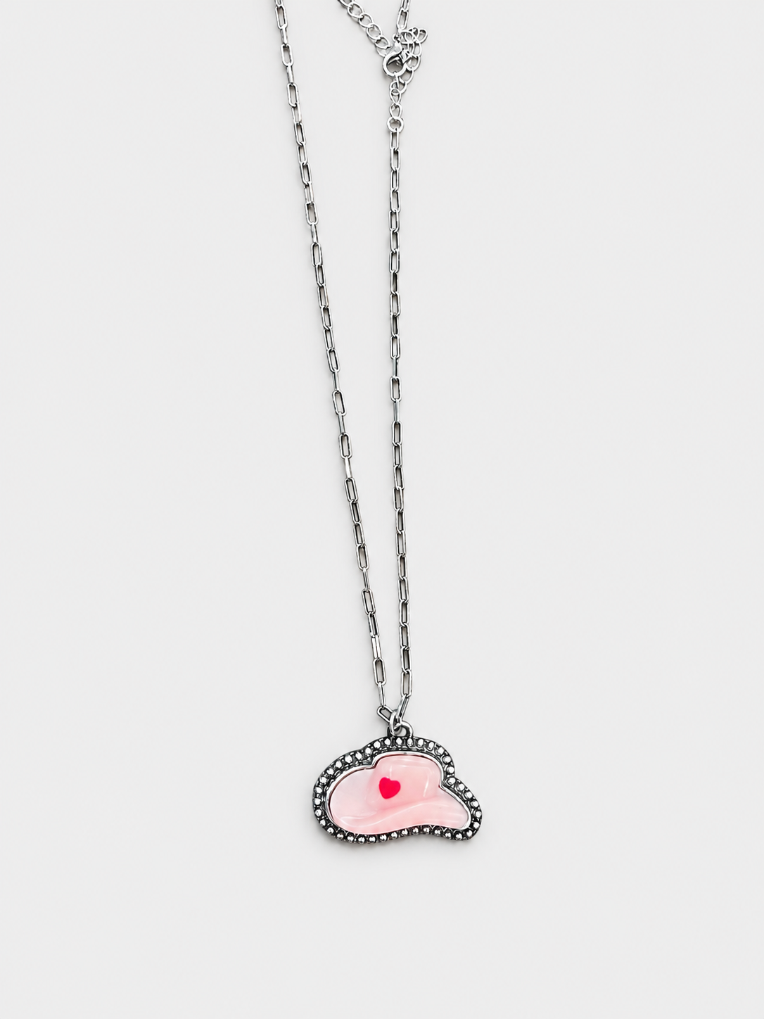 Pink Cowboy Hat Heart Necklace