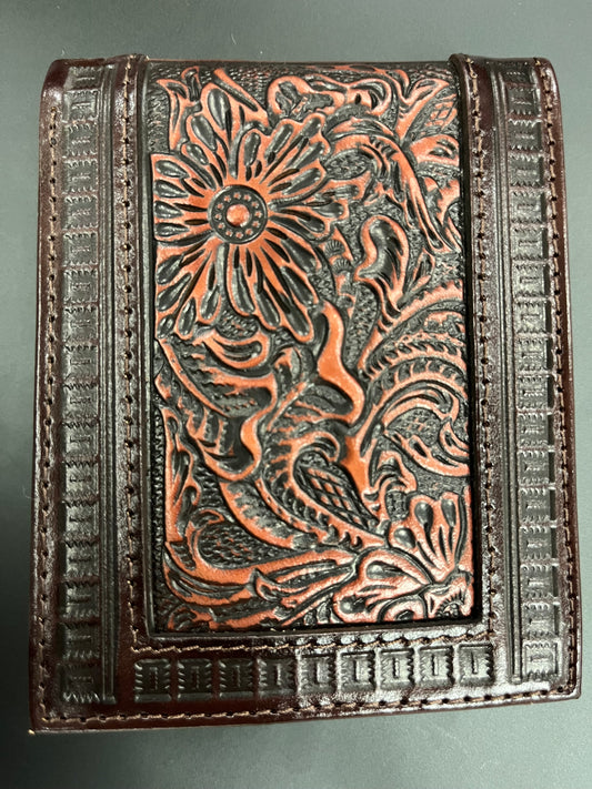 Justin Men Genuine Leather Wallet W/Tooled