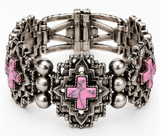 Western Pink Cross Cuff Bracelet