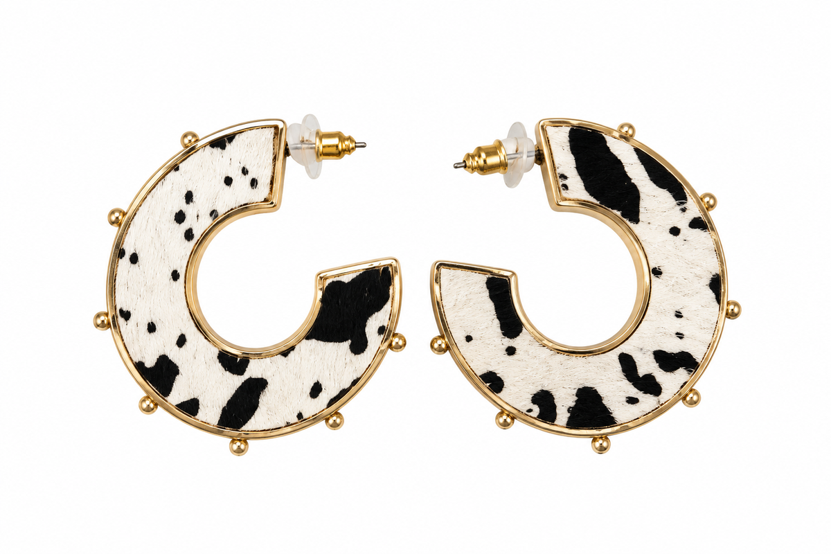 Cow Print Statement Hoop Earrings