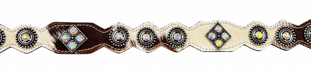 Hair-On Cowhide Rhinestone Western Ladies Belt