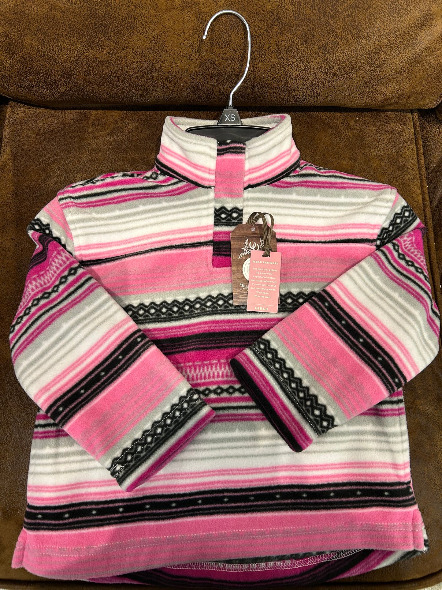 Roper Girl's Pink Aztec Printed Pullover