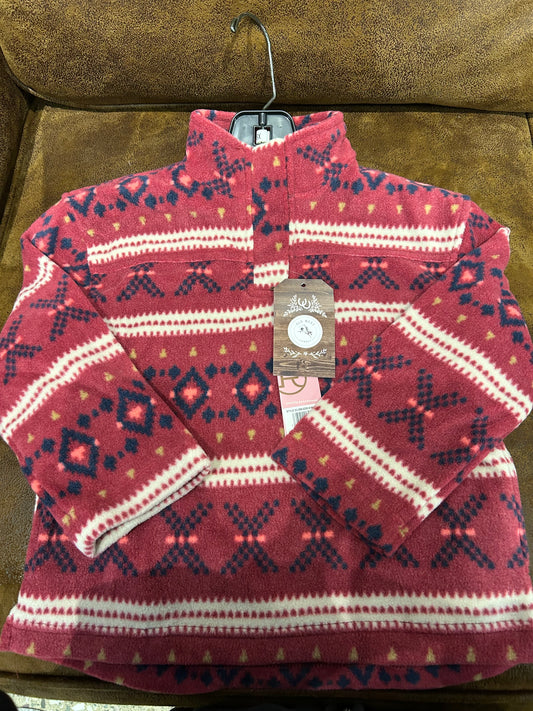 Roper Rusty Red Aztec Fleece Girls