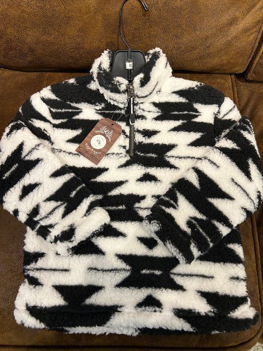 Roper Blk/Wh Aztec Polar Girls Jacket