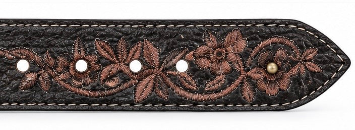 Women's Floral Embroidered Studded Western Belt