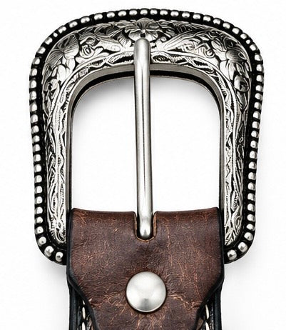Western Tooled Leather Crystal Concho women's Belt