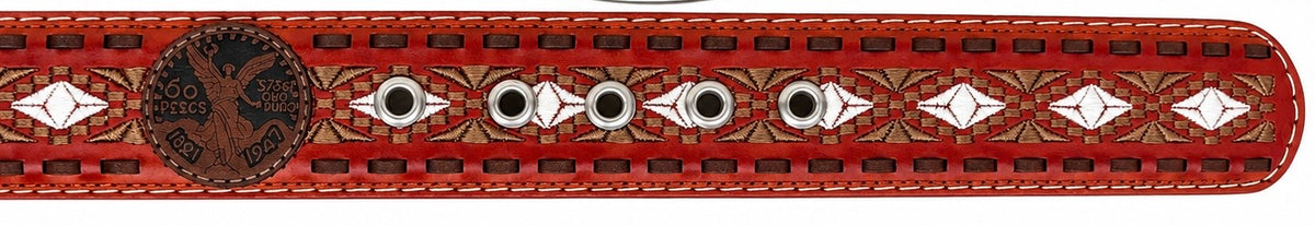 Mexican Coin Embroidered Western Men Belt