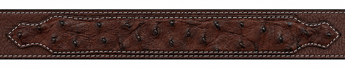 Ostrich Inlay Western Leather Belt