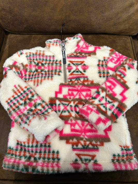 Roper Pink Zip Polar Pullover Girls