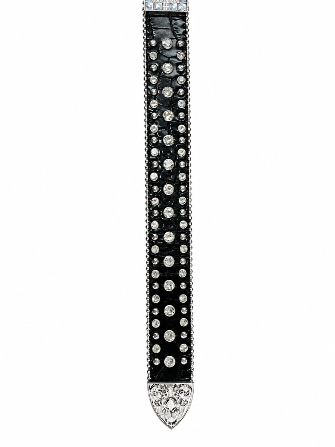 Black Western Belt with Horseshoe Conchos and Rhinestone