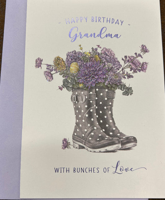 Happy Birthday Grandma with Bunches of love- Greeting card