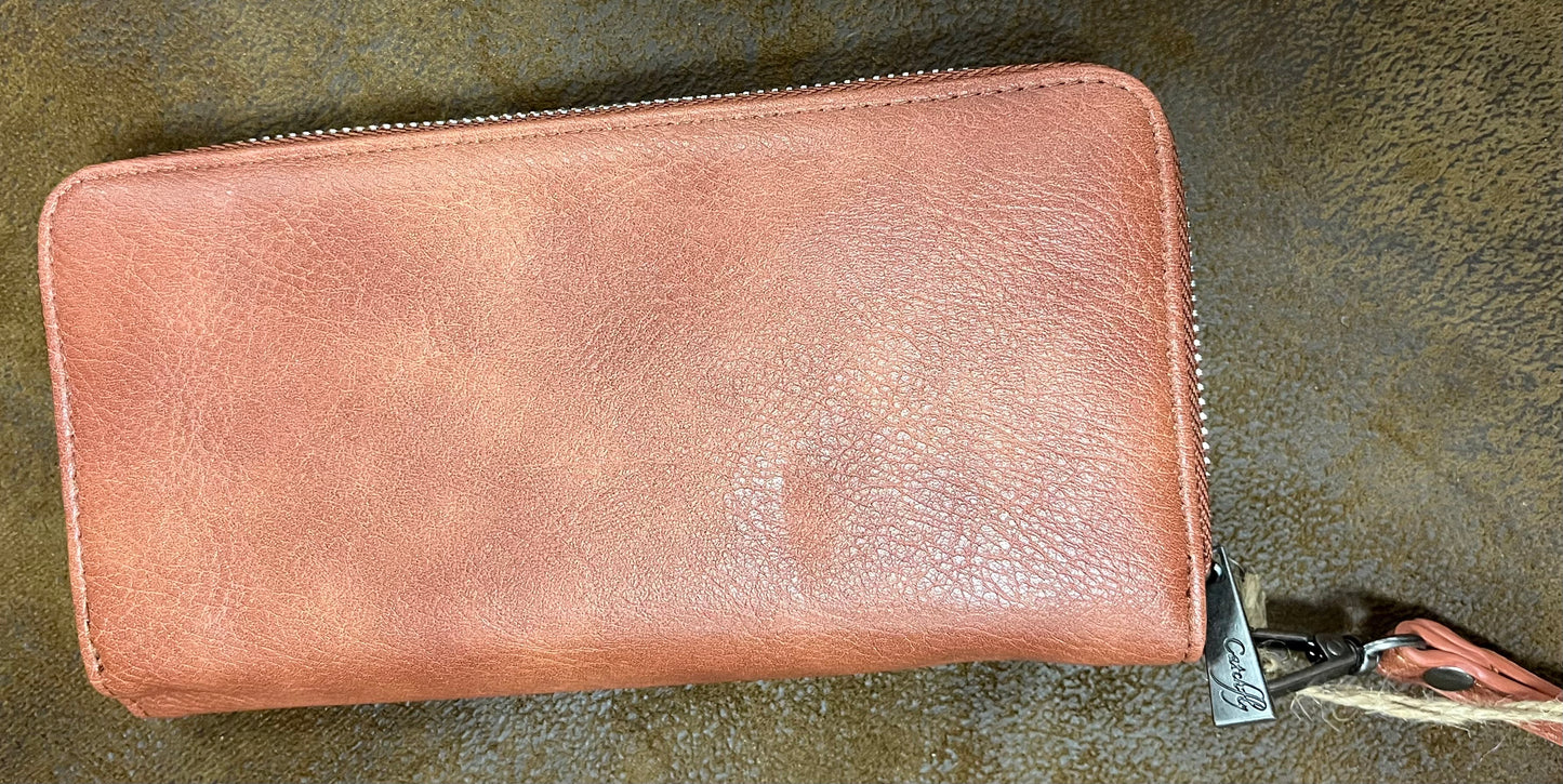 Justin Women Wallet W/Wristlet Asymmetrical Tolled Leather