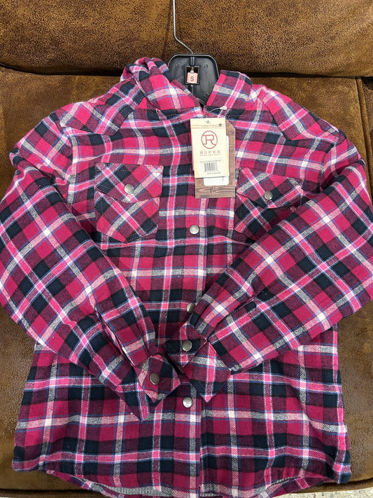 Roper Cranberry Plaid Girls Shirt