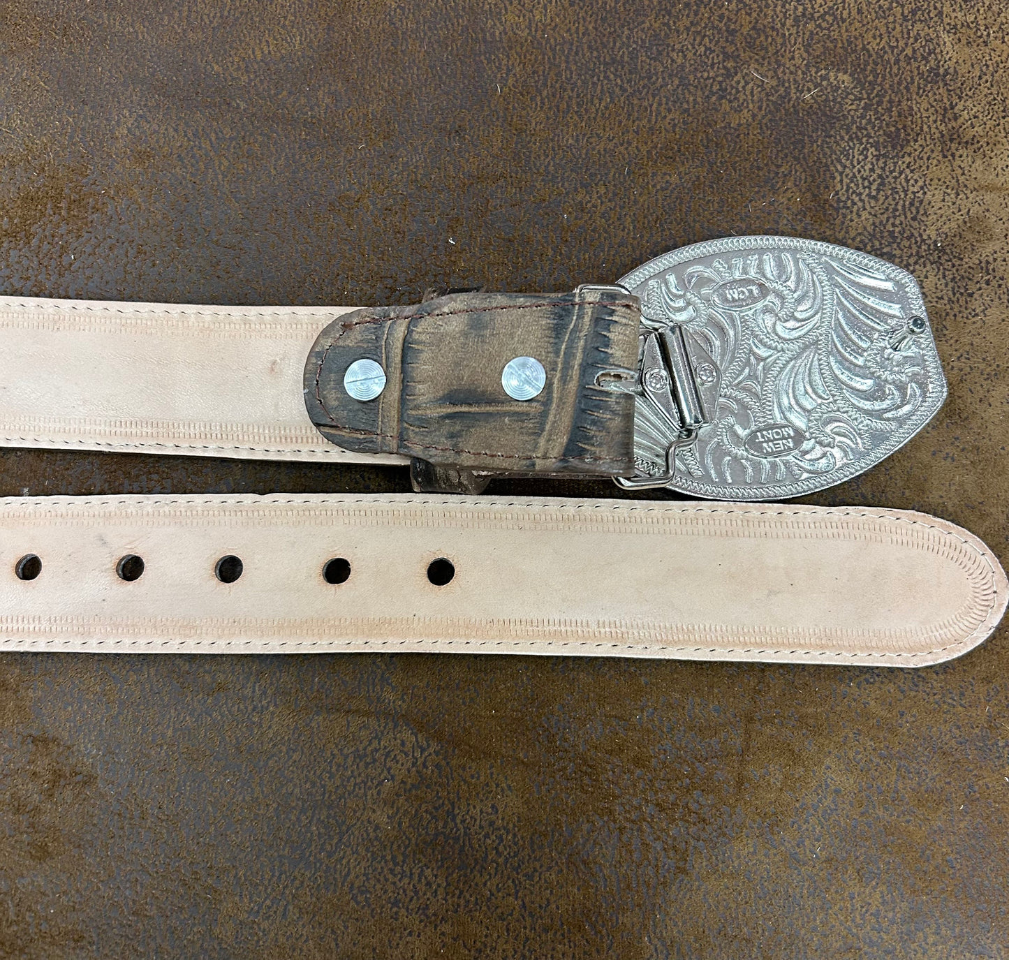 Men Belt Printed Caiman Brown