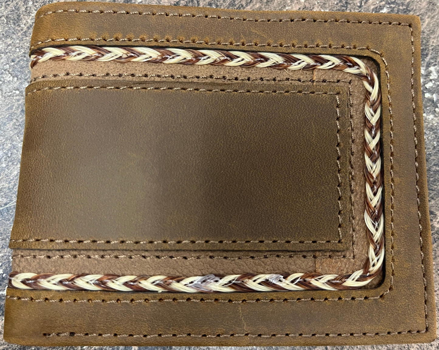 Justin Genuine Leather Bifold Wallet Horsehair Braid