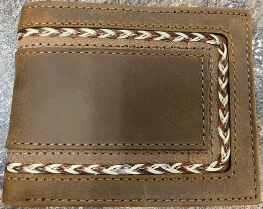 Justin Genuine Leather Bifold Wallet Horsehair Braid