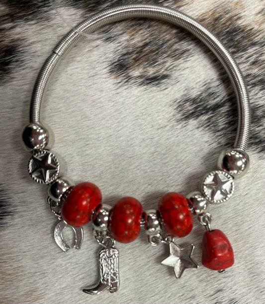 Western Beaded Charm Bracelet