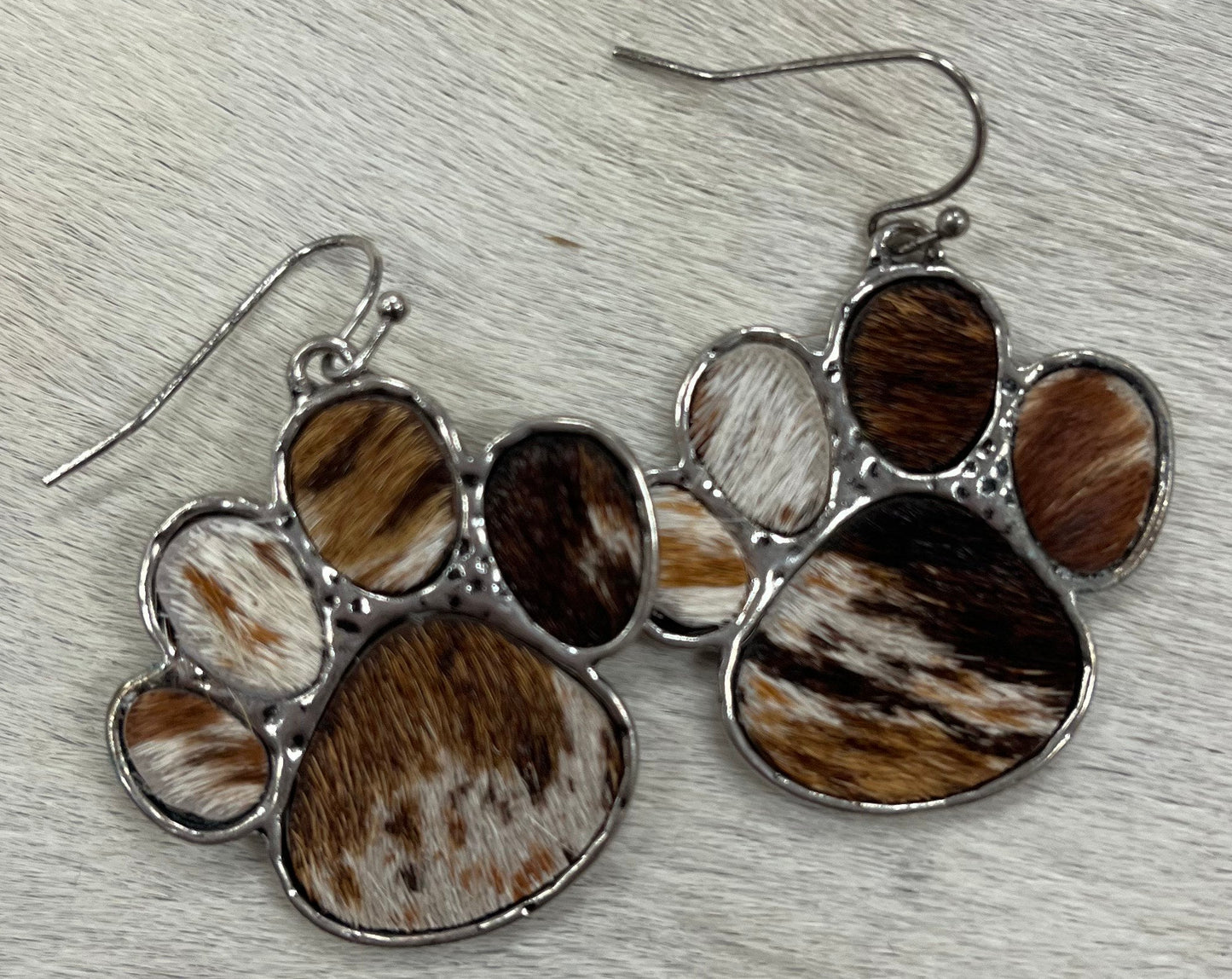 Metal Cowhide Inlay Earring