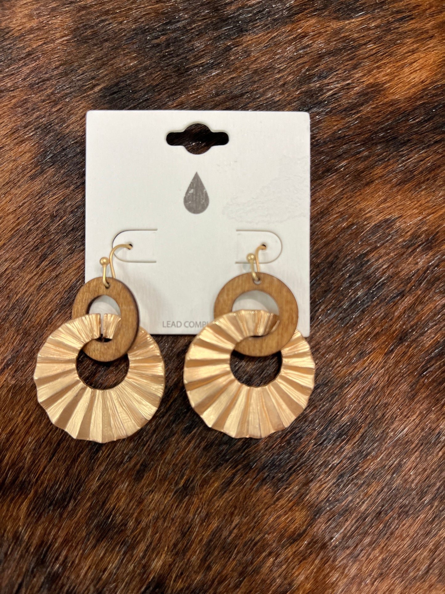 Wood & Gold Hoop Dangle