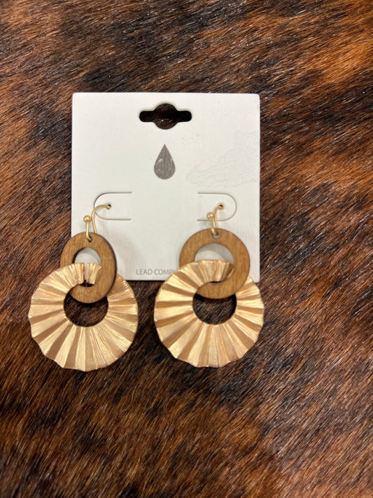 Wood & Gold Hoop Dangle