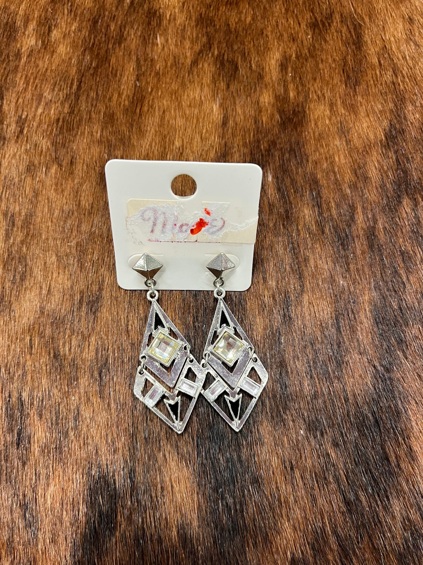 Silver Geometric Dangle Earrings