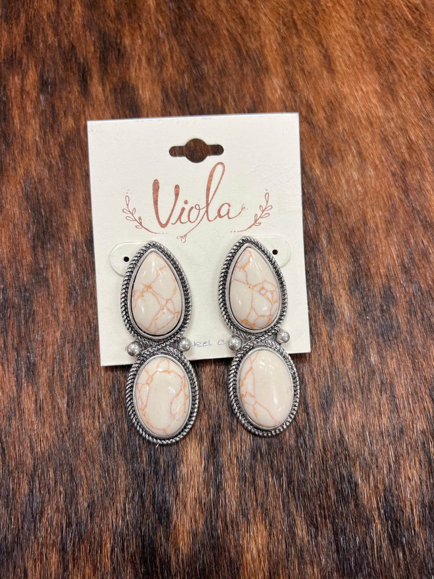 White Stone Teardrop Earrings
