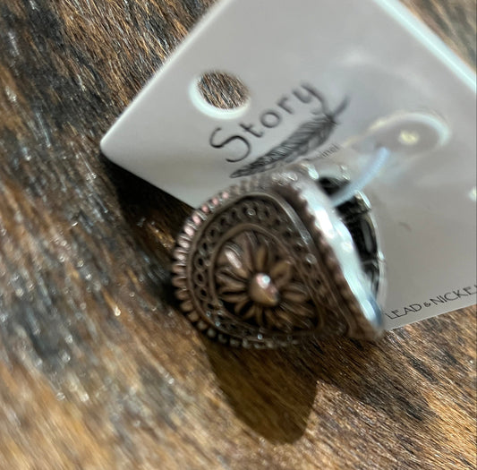Sunflower Engraved Statement Ring