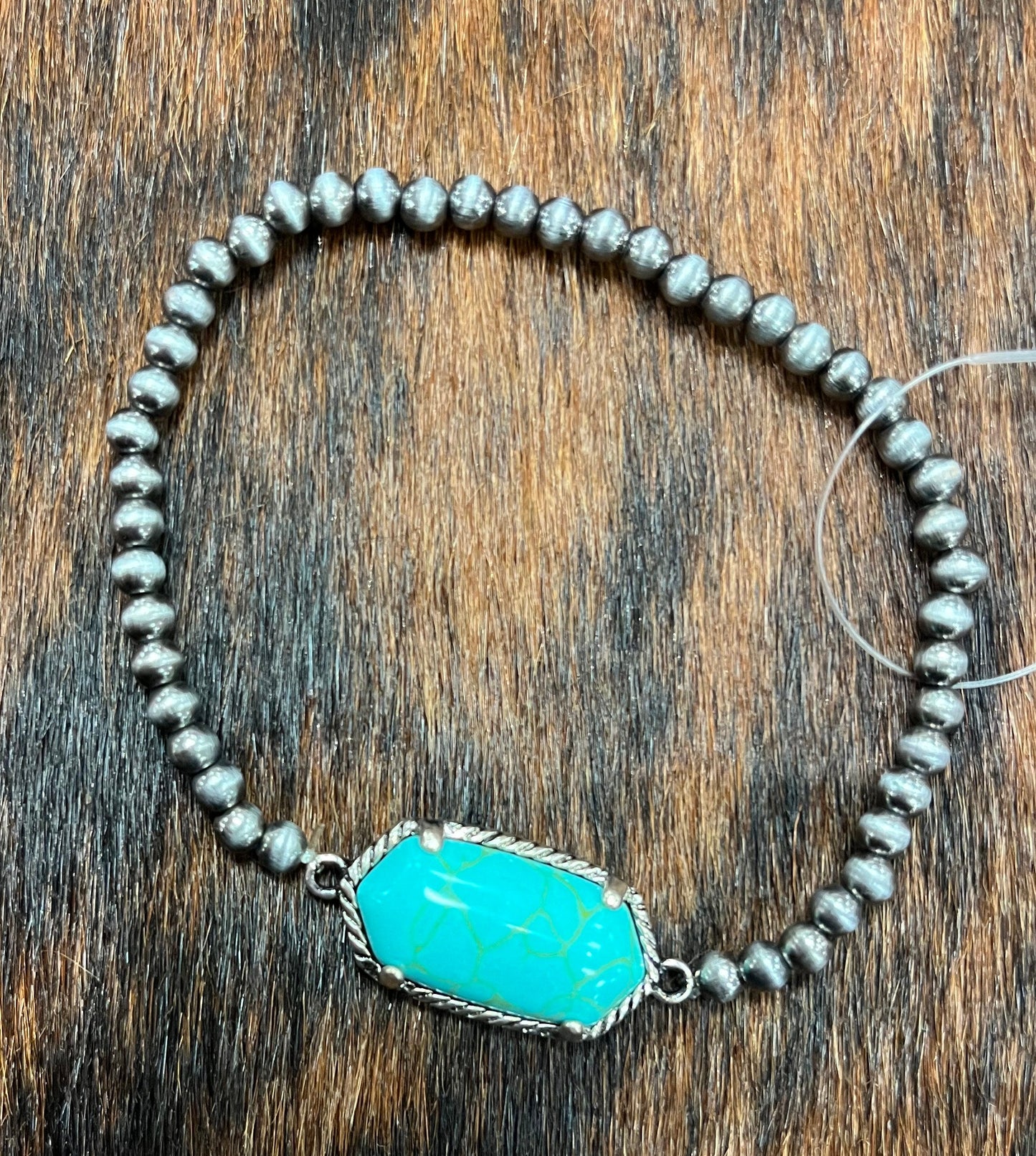 Turquoise Beaded Bracelet w/Silver Setting