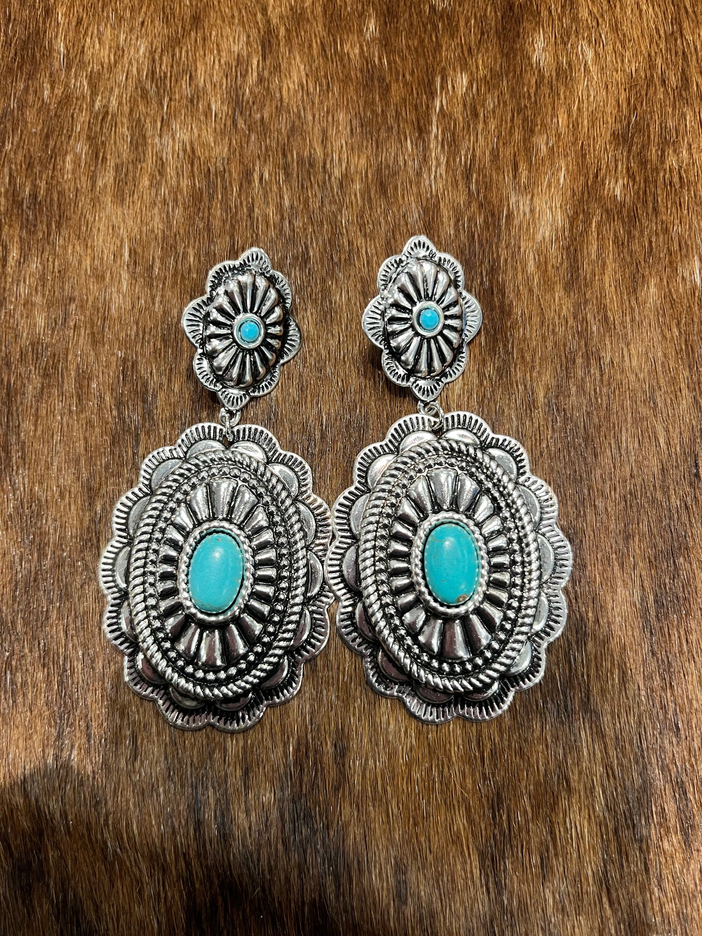 Silver Canion Turquoise Earrings