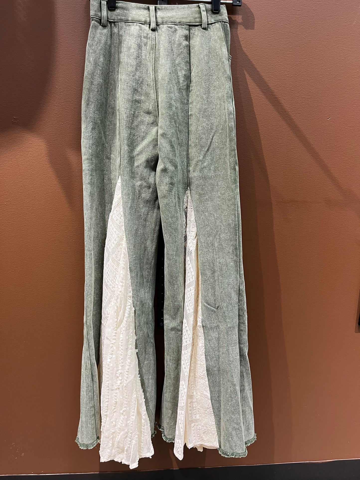 Olive Wide Leg Denim Pants