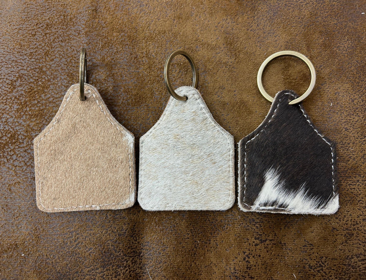 Rustic Leather & Cowhide Keychain