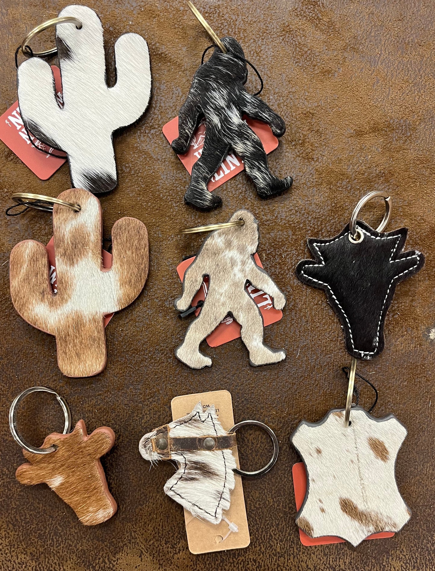 Western Cowhide Shape Keychain