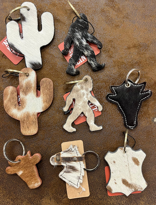 Western Cowhide Shape Keychain