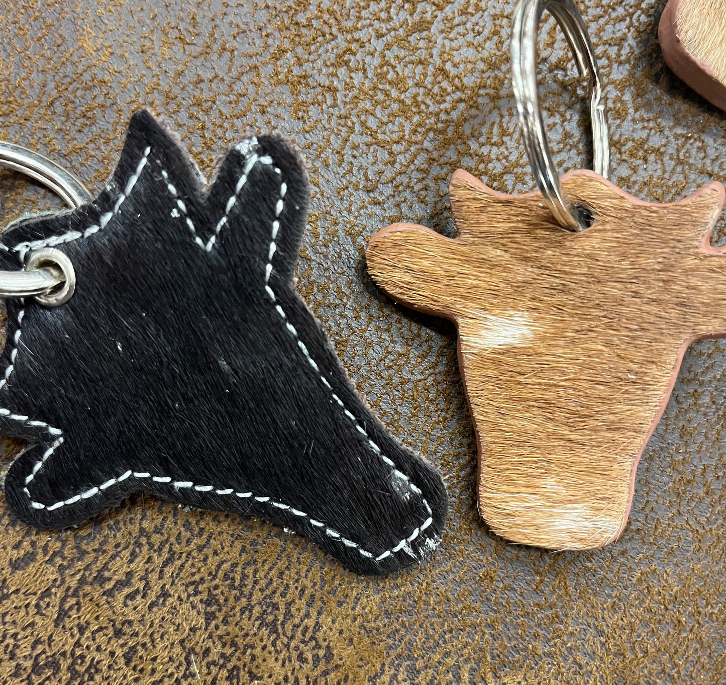 Western Cowhide Shape Keychain