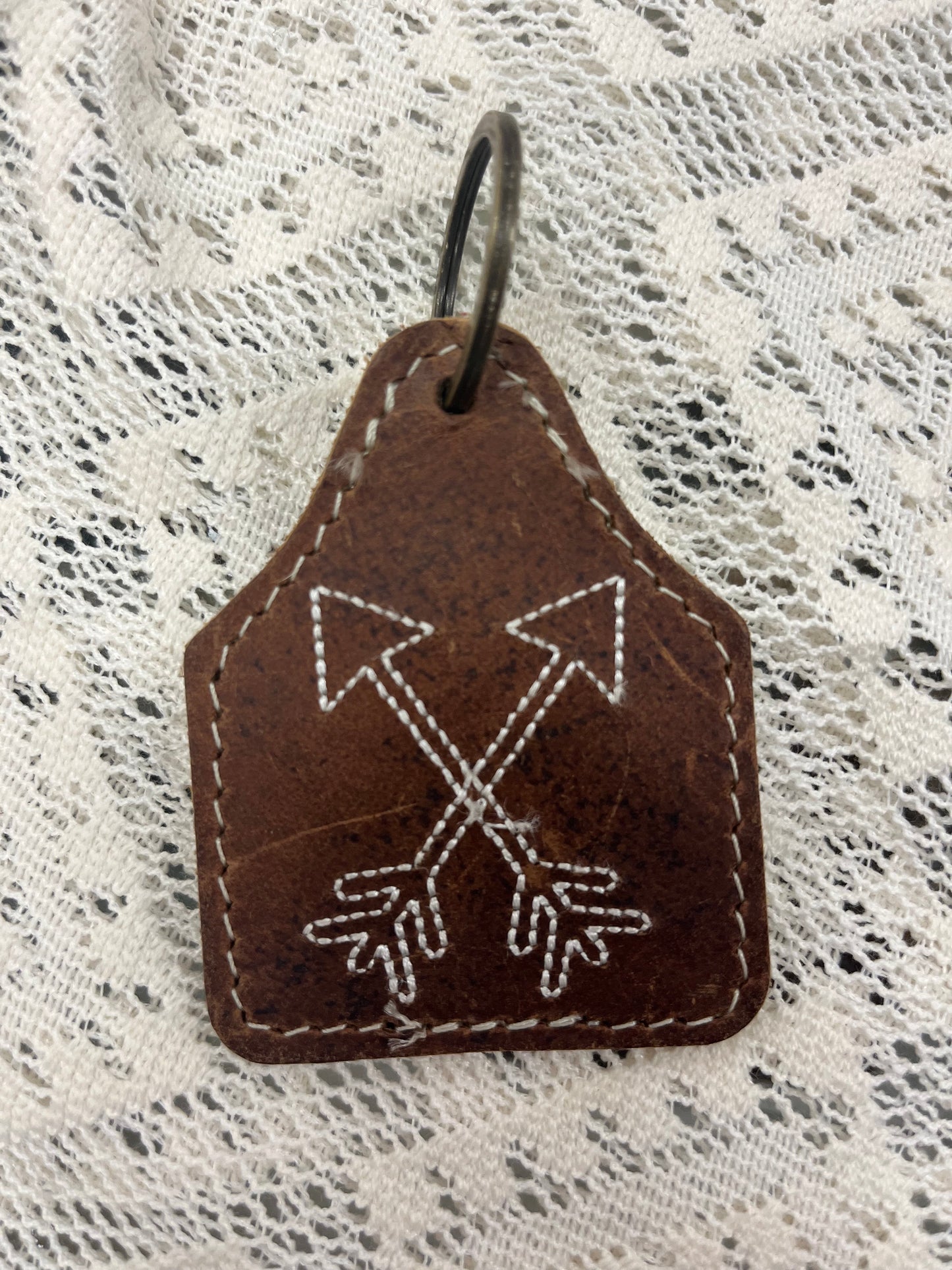 Rustic Leather & Cowhide Keychain