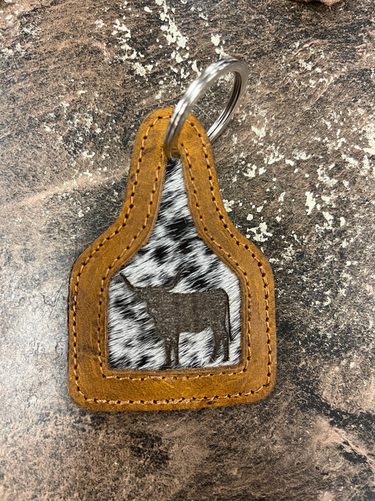 Cowhide Western Keychain
