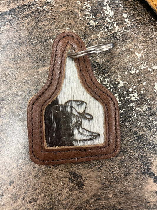 Cowhide Western Keychain